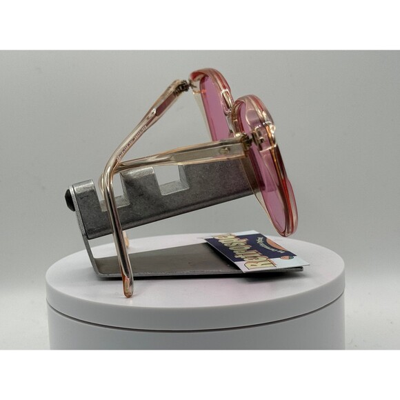 Vintage Oversize Sunglasses NOS Preppy Bright Rose Lens Clear & Red Frame 80-90s - Picture 4 of 10